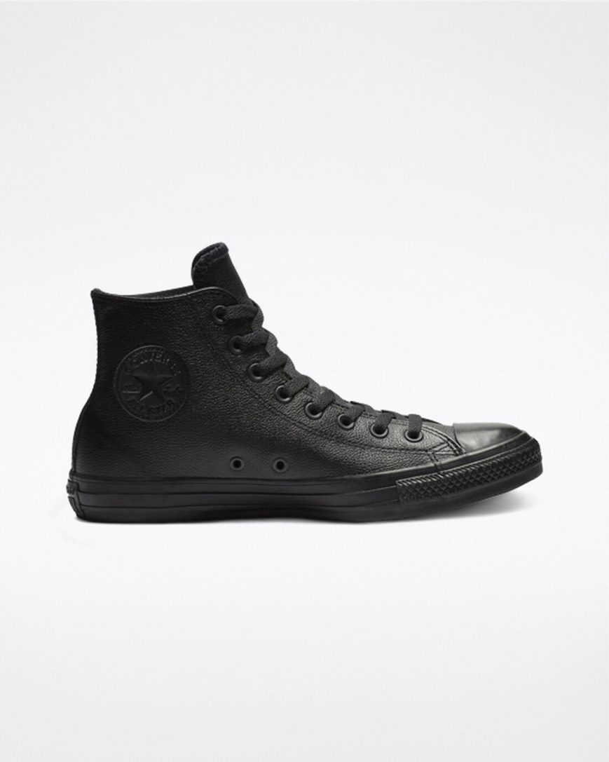 Women\'s Converse Chuck Taylor All Star Leather High Top Shoes Black | AU 6C413Z